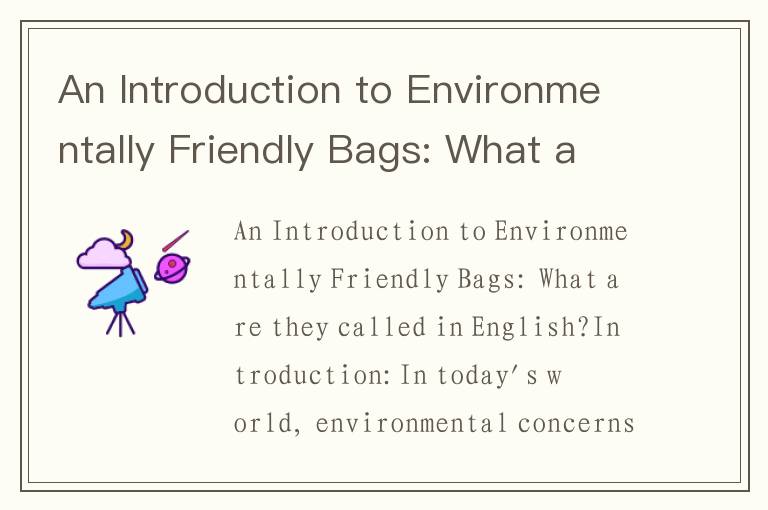 An Introduction to Environmentally Friendly Bags: What are they called in English?