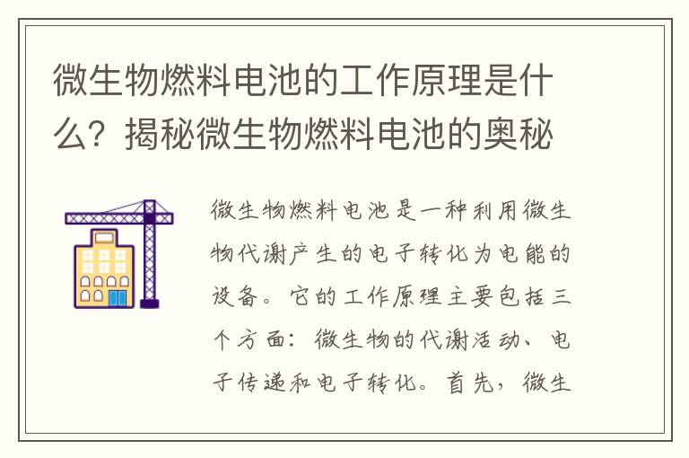 微生物燃料電池的工作原理是什么？揭秘微生物燃料電池的奧秘！