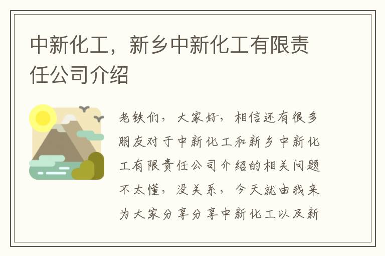 中新化工，新鄉中新化工有限責任公司介紹