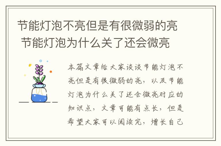 節能燈泡不亮但是有很微弱的亮 節能燈泡為什么關(guān)了還會(huì )微亮