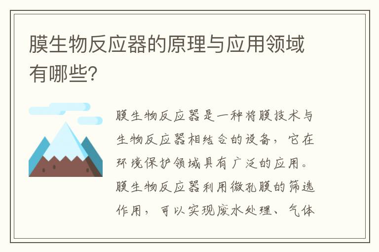 膜生物反應器的原理與應用領(lǐng)域有哪些？