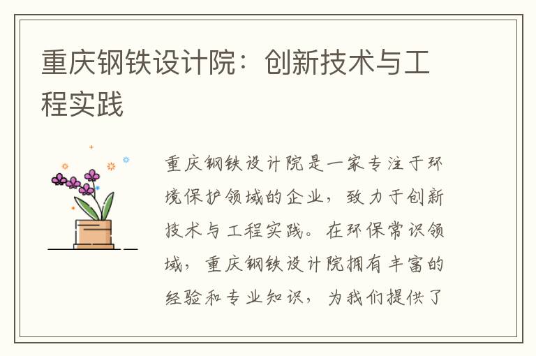 重慶鋼鐵設計院：創(chuàng  )新技術(shù)與工程實(shí)踐