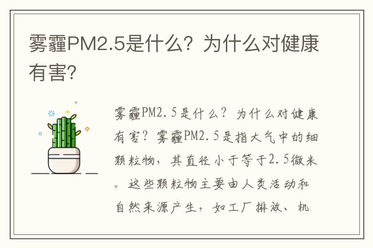 霧霾PM2.5是什么？為什么對健康有害？