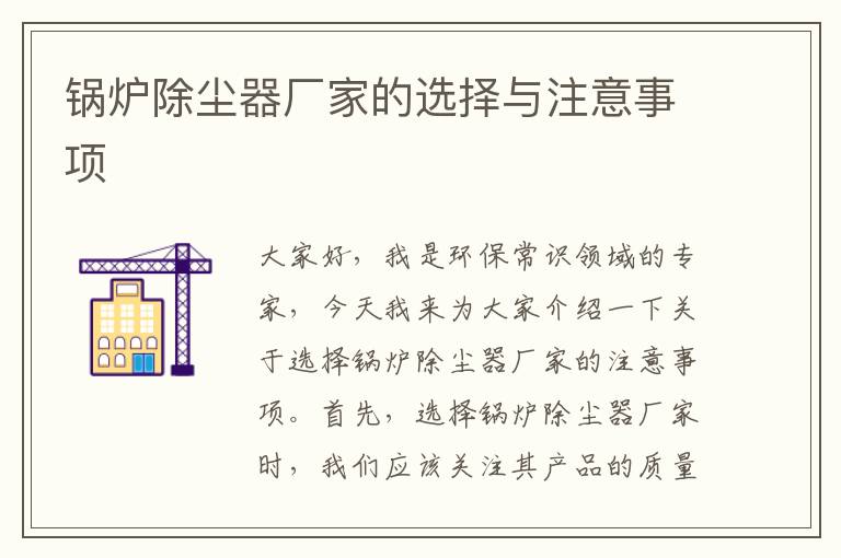 鍋爐除塵器廠(chǎng)家的選擇與注意事項