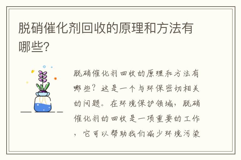 脫硝催化劑回收的原理和方法有哪些？