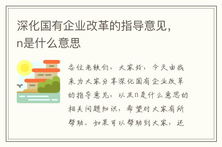 深化國有企業(yè)改革的指導意見(jiàn)，n是什么意思