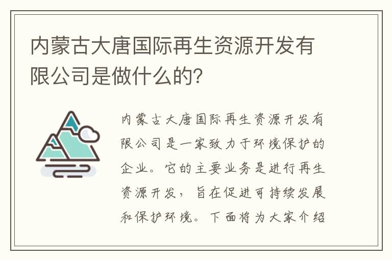 內蒙古大唐國際再生資源開(kāi)發(fā)有限公司是做什么的？