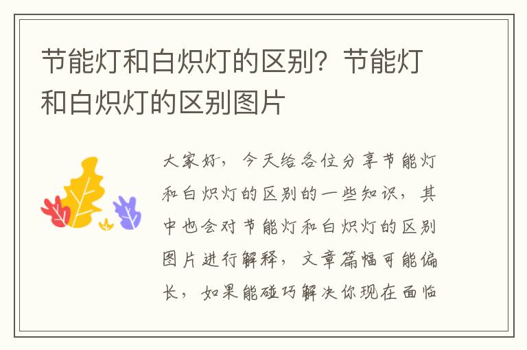 節能燈和白熾燈的區別？節能燈和白熾燈的區別圖片