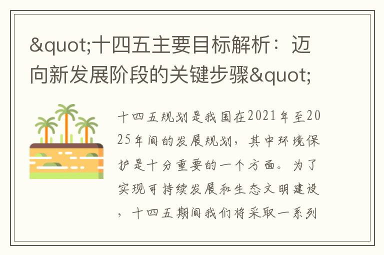 "十四五主要目標解析：邁向新發(fā)展階段的關(guān)鍵步驟"